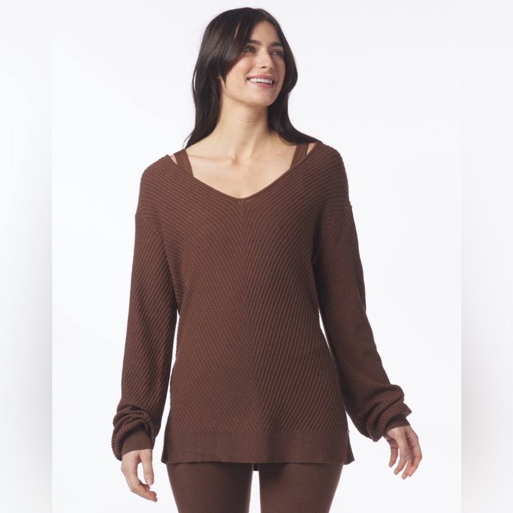 Glyder Luxury Ribbed Sweater Espresso Size Small XS